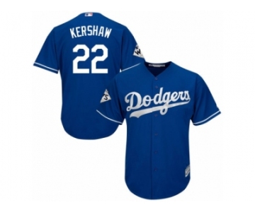 Los Angeles Dodgers #22 Clayton Kershaw Replica Royal Blue Alternate 2017 World Series Bound Cool Base MLB Jersey