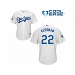 Los Angeles Dodgers #22 Clayton Kershaw Replica White Home 2017 World Series Bound Cool Base MLB Jersey