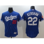 Los Angeles Dodgers #22 Clayton Kershaw Royal 2017 Spring Training Flexbase Authentic Collection Stitched Baseball Jersey