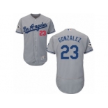 Los Angeles Dodgers #23 Adrian Gonzalez Authentic Grey Road 2017 World Series Bound Flex Base MLB Jersey