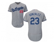 Los Angeles Dodgers #23 Adrian Gonzalez Authentic Grey Road 2017 World Series Bound Flex Base MLB Jersey