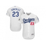 Los Angeles Dodgers #23 Adrian Gonzalez Authentic White Home 2017 World Series Bound Flex Base MLB Jersey