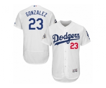 Los Angeles Dodgers #23 Adrian Gonzalez Authentic White Home 2017 World Series Bound Flex Base MLB Jersey