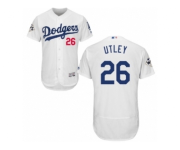 Los Angeles Dodgers #26 Chase Utley Authentic White Home 2017 World Series Bound Flex Base MLB Jersey