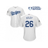 Los Angeles Dodgers #26 Chase Utley Replica White Home 2017 World Series Bound Cool Base MLB Jersey