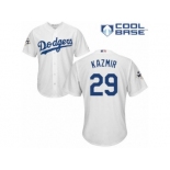 Los Angeles Dodgers #29 Scott Kazmir Replica White Home 2017 World Series Bound Cool Base MLB Jersey