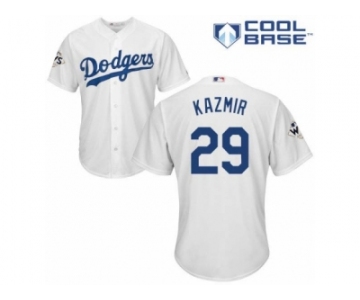 Los Angeles Dodgers #29 Scott Kazmir Replica White Home 2017 World Series Bound Cool Base MLB Jersey