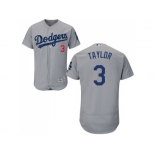 Los Angeles Dodgers #3 Chris Taylor Grey Flexbase Authentic Collection Stitched MLB Jersey