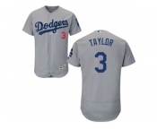 Los Angeles Dodgers #3 Chris Taylor Grey Flexbase Authentic Collection Stitched MLB Jersey