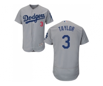 Los Angeles Dodgers #3 Chris Taylor Grey Flexbase Authentic Collection Stitched MLB Jersey