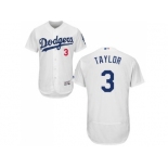 Los Angeles Dodgers #3 Chris Taylor White Flexbase Authentic Collection Stitched MLB Jersey