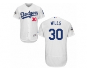 Los Angeles Dodgers #30 Maury Wills Authentic White Home 2017 World Series Bound Flex Base MLB Jersey