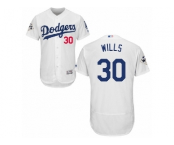 Los Angeles Dodgers #30 Maury Wills Authentic White Home 2017 World Series Bound Flex Base MLB Jersey