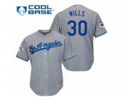 Los Angeles Dodgers #30 Maury Wills Replica Grey Road 2017 World Series Bound Cool Base MLB Jersey