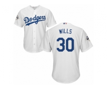 Los Angeles Dodgers #30 Maury Wills Replica White Home 2017 World Series Bound Cool Base MLB Jersey