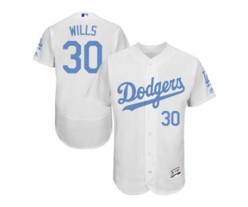 Los Angeles Dodgers #30 Maury Wills White Flexbase Authentic Collection 2016 Father's Day Stitched Baseball Jersey