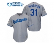 Los Angeles Dodgers #31 Joc Pederson Replica Grey Road 2017 World Series Bound Cool Base MLB Jersey