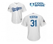 Los Angeles Dodgers #31 Joc Pederson Replica White Home 2017 World Series Bound Cool Base MLB Jersey