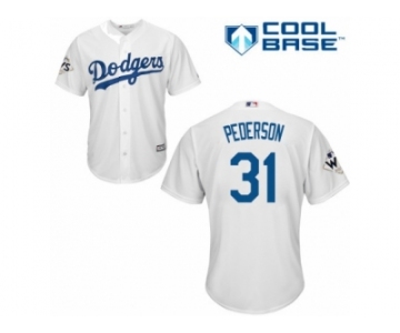 Los Angeles Dodgers #31 Joc Pederson Replica White Home 2017 World Series Bound Cool Base MLB Jersey