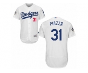 Los Angeles Dodgers #31 Mike Piazza Authentic White Home 2017 World Series Bound Flex Base MLB Jersey