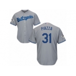 Los Angeles Dodgers #31 Mike Piazza Replica Grey Road 2017 World Series Bound Cool Base MLB Jersey