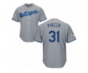 Los Angeles Dodgers #31 Mike Piazza Replica Grey Road 2017 World Series Bound Cool Base MLB Jersey