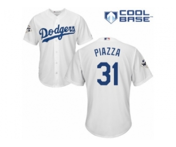 Los Angeles Dodgers #31 Mike Piazza Replica White Home 2017 World Series Bound Cool Base MLB Jersey