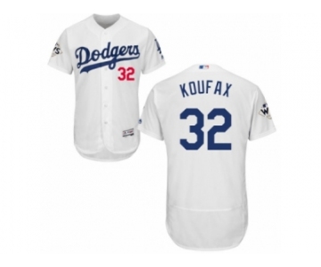 Los Angeles Dodgers #32 Sandy Koufax Authentic White Home 2017 World Series Bound Flex Base MLB Jersey