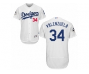 Los Angeles Dodgers #34 Fernando Valenzuela Authentic White Home 2017 World Series Bound Flex Base MLB Jersey