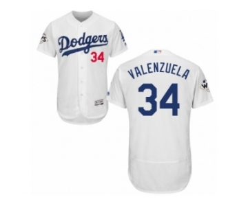 Los Angeles Dodgers #34 Fernando Valenzuela Authentic White Home 2017 World Series Bound Flex Base MLB Jersey