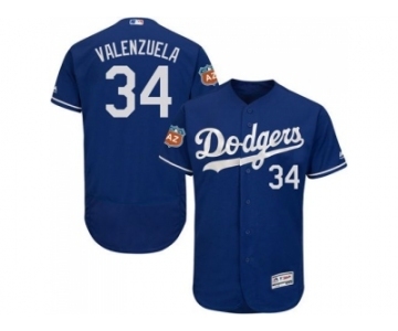 Los Angeles Dodgers #34 Fernando Valenzuela Blue Flexbase Authentic Collection Stitched Baseball Jerse