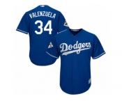 Los Angeles Dodgers #34 Fernando Valenzuela Replica Royal Blue Alternate 2017 World Series Bound Cool Base MLB Jersey