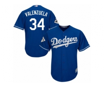 Los Angeles Dodgers #34 Fernando Valenzuela Replica Royal Blue Alternate 2017 World Series Bound Cool Base MLB Jersey