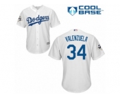 Los Angeles Dodgers #34 Fernando Valenzuela Replica White Home 2017 World Series Bound Cool Base MLB Jersey