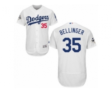 Los Angeles Dodgers #35 Cody Bellinger Authentic White Home 2017 World Series Bound Flex Base MLB Jersey