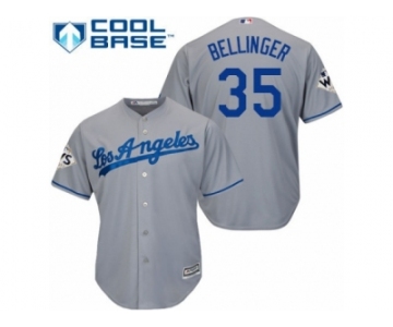 Los Angeles Dodgers #35 Cody Bellinger Replica Grey Road 2017 World Series Bound Cool Base MLB Jersey