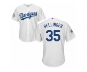 Los Angeles Dodgers #35 Cody Bellinger Replica White Home 2017 World Series Bound Cool Base MLB Jersey