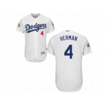 Los Angeles Dodgers #4 Babe Herman Authentic White Home 2017 World Series Bound Flex Base MLB Jersey