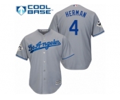 Los Angeles Dodgers #4 Babe Herman Replica Grey Road 2017 World Series Bound Cool Base MLB Jersey