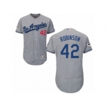 Los Angeles Dodgers #42 Jackie Robinson Authentic Grey Road 2017 World Series Bound Flex Base MLB Jersey