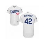 Los Angeles Dodgers #42 Jackie Robinson Authentic White Home 2017 World Series Bound Flex Base MLB Jersey