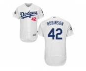 Los Angeles Dodgers #42 Jackie Robinson Authentic White Home 2017 World Series Bound Flex Base MLB Jersey