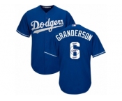 Los Angeles Dodgers #6 Curtis Granderson Authentic Royal Blue Team Logo Fashion Cool Base MLB Jersey