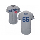 Los Angeles Dodgers #66 Yasiel Puig Authentic Grey Road 2017 World Series Bound Flex Base MLB Jersey