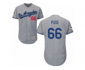 Los Angeles Dodgers #66 Yasiel Puig Authentic Grey Road 2017 World Series Bound Flex Base MLB Jersey