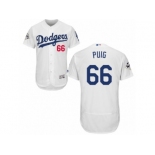 Los Angeles Dodgers #66 Yasiel Puig Authentic White Home 2017 World Series Bound Flex Base MLB Jersey