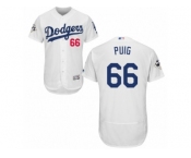 Los Angeles Dodgers #66 Yasiel Puig Authentic White Home 2017 World Series Bound Flex Base MLB Jersey