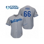 Los Angeles Dodgers #66 Yasiel Puig Replica Grey Road 2017 World Series Bound Cool Base MLB Jersey