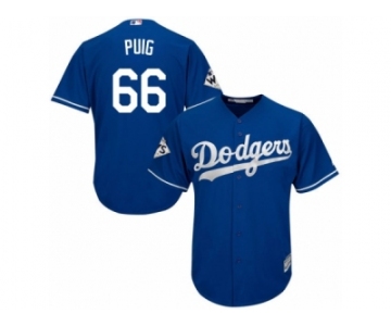 Los Angeles Dodgers #66 Yasiel Puig Replica Royal Blue Alternate 2017 World Series Bound Cool Base MLB Jersey