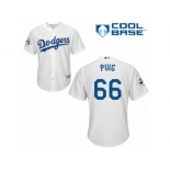 Los Angeles Dodgers #66 Yasiel Puig Replica White Home 2017 World Series Bound Cool Base MLB Jersey